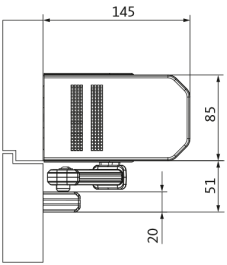 Transom installation on side opposite to hinges – slide rail