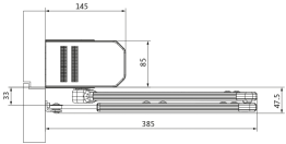 Transom installation on side opposite to hinges – scissor-action arm