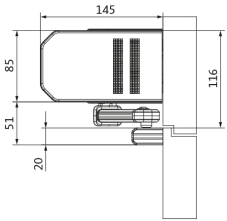 Transom installation on hinge-side – slide rail